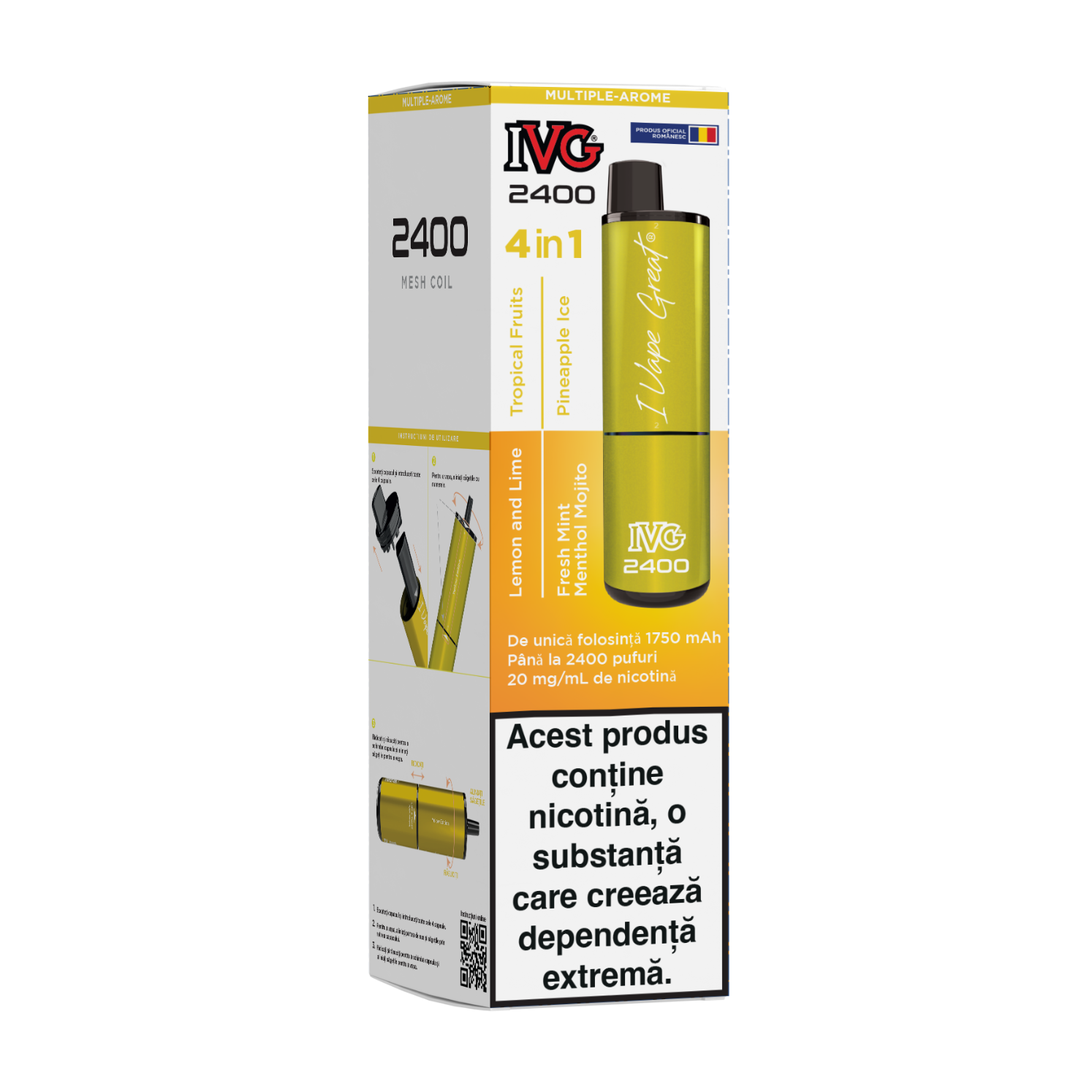 IVG 2400 Ediție 4 în 1 multi aromă yellow edition